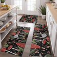thumbnail image 2 of Red Mushroom Fern Black Pattern Kitchen Rugs Sets Of 3,Kitchen Runner Rugs Non Skid Washable,Decorative Kitchen Floor Mats for Kitchen,Sink,Laundry,17"x30"+ 17"x47" + 17"x59", 2 of 6