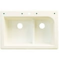 thumbnail image 3 of Transolid Radius 33in x 22in silQ Granite Drop-in Double Bowl Kitchen Sink with 3 CEF Faucet Holes, In White, 3 of 4