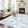 thumbnail image 2 of Ocean Shell Area Rugs 8'x10', Washable Small Throw Rugs for Living Room Patio, Summer Coastal Seashells Texture Light Blue Indoor Outdoor Rug Non-Slip Low Pile Carpet Runner Reversible Floor Mats, 2 of 8