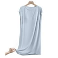 thumbnail image 2 of Swuxness Women's Plus Size Nightdress, Women's Nightgowns, Women's Thin Chest Pads Calf Length Home Sleeveless Soft Comfortable Breathable Nightgowns for Women Blue, L, 2 of 5