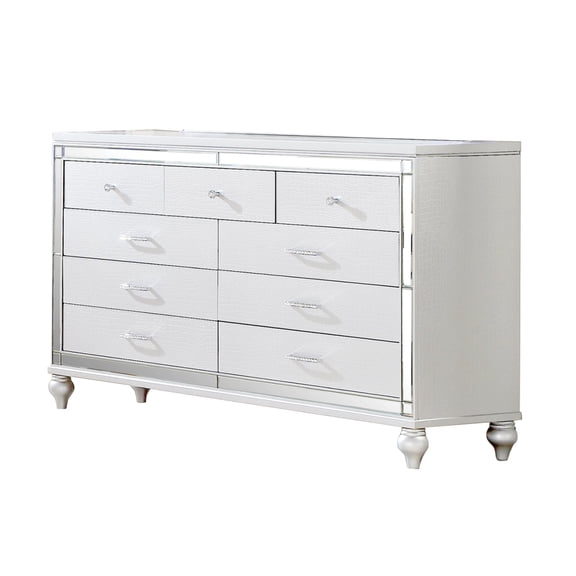 Sterling Mirror Framed Dresser Made With Wood in White Color