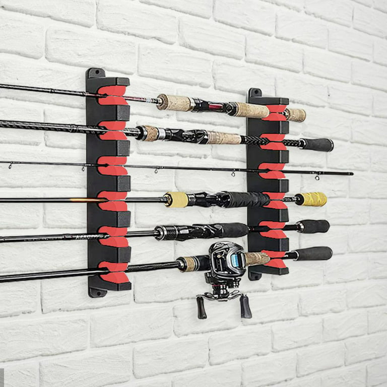 Famure Vertical Fishing Rod Holder Durable Racks Easy to Install Holders  for Garage Tool Room Wall Vertical 6-Rod Holder with EVA Foam Grip safety