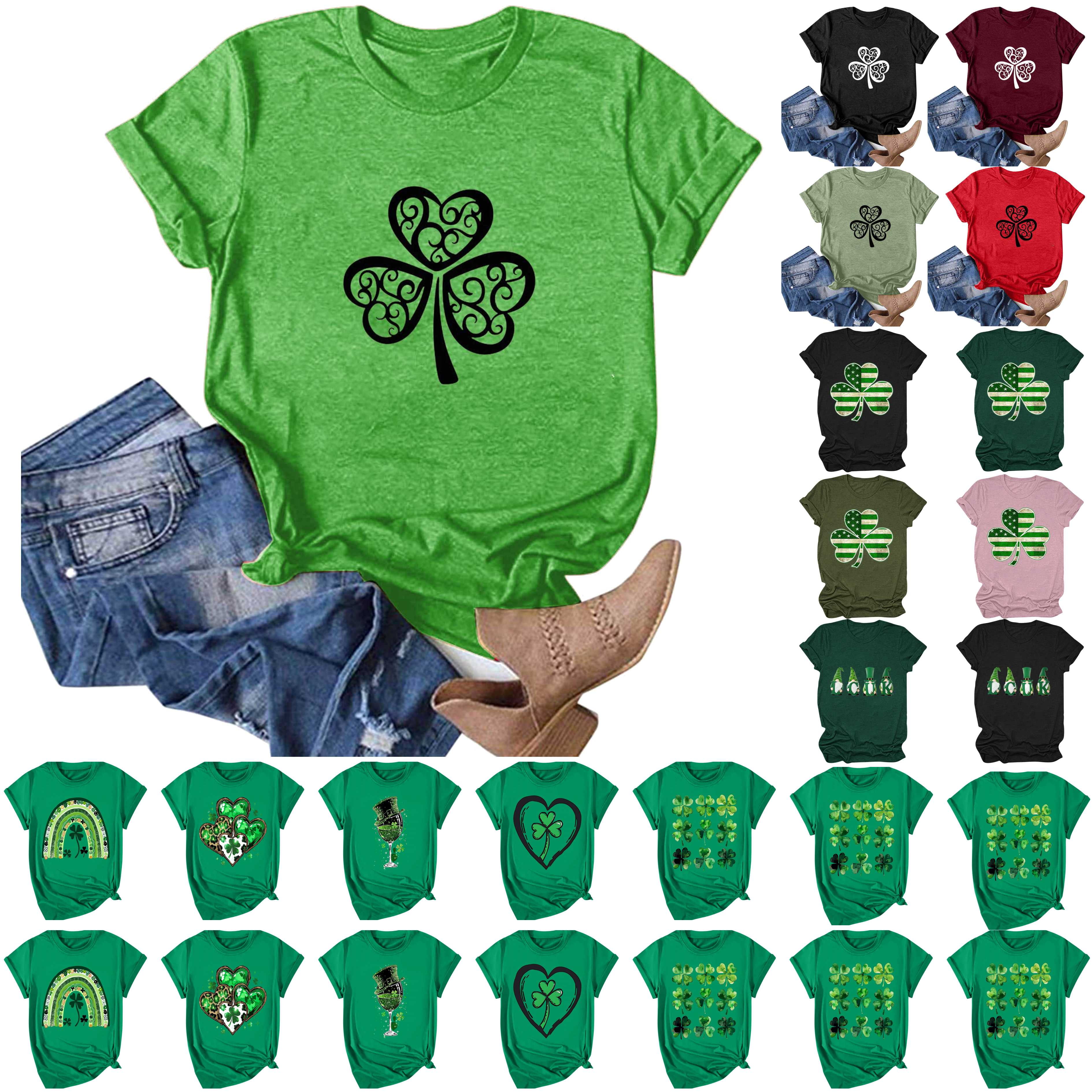 Shamrock Shirts for Women,Womens St Patricks Day Shirt Short