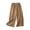Khaki, variant on Women's Striped Cotton Linen Pants, Wide Leg Cropped Trousers with Tie Waist, Elastic Cuff Boho Casual Pants for Women, Loose Fit Summer Palazzo Pants Beige L