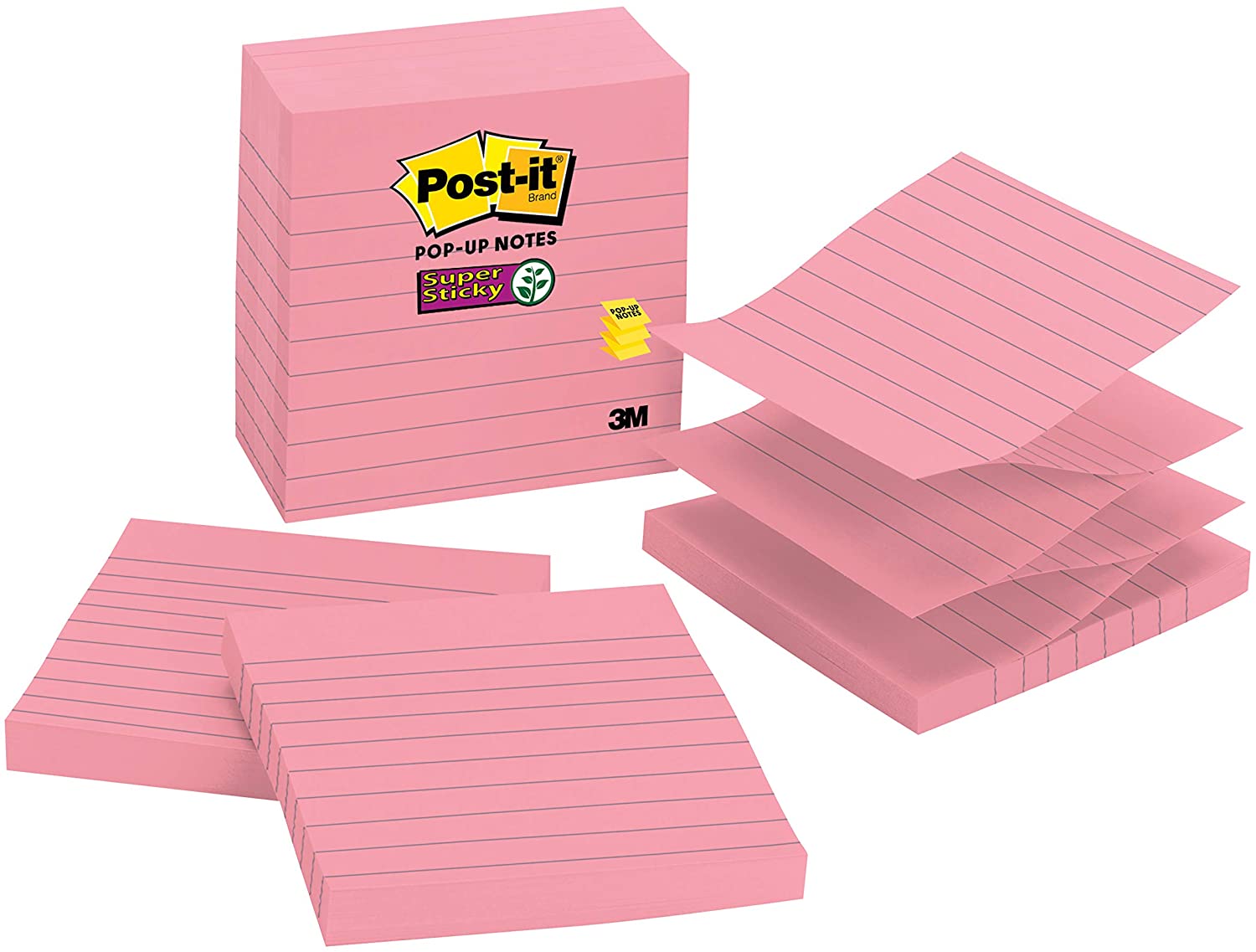 Postit Notes Super Sticky PopUp Notes, 4" x 4" Lined, 5 Pads, 90 Sheets/Pad, Pink Walmart Canada
