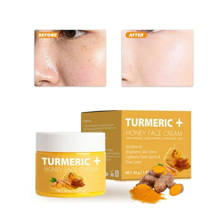 HYLLai Turmeric & Honey Face Cream - Brightening Daily Moisturizer for Dull Skin, Antioxidant-Rich Formula with Shea Butter, Non-Comedogenic, 100g