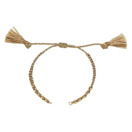 

1 PC-Bracelet component nylon and gold-finished brass gold / silver / copper 9-3/4 inches with adjustable macrame closure and (2) 5mm open loops. S