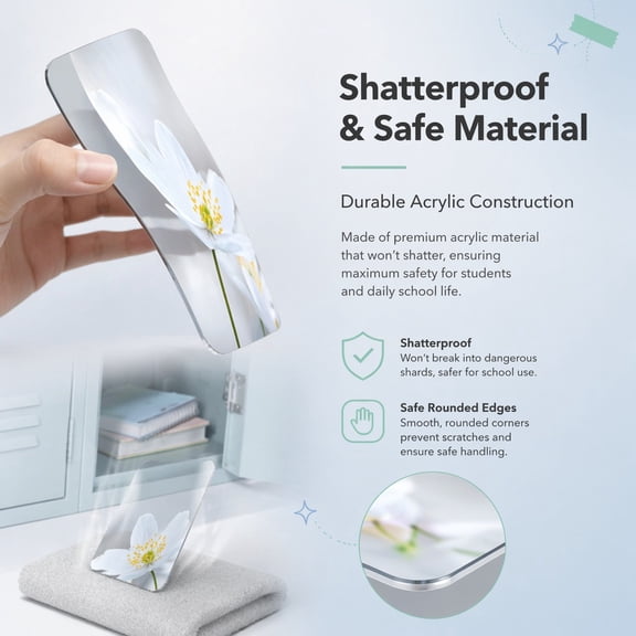 Non-Fragile Acrylic Mirrors 2 Pcs,Unbreakable Frameless Mirrors,Non-Fragile Small Mirrors,Locker Mirrors with Strong Magnetic Support,Scratch-Proof Mirrors for School Office Bathroom