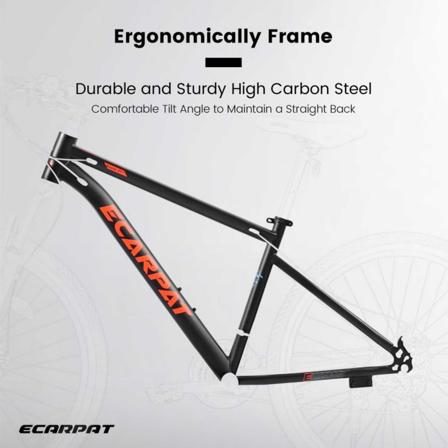 24 Inch Mountain Bike Teenagers, High Carbon Steel Frame, Disc Brakes, Durable , Brown Edge Tires, Ideal for School Commuting