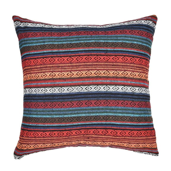 Boho Decorative Throw Pillow Covers 18x18 Square Farmhouse Stripe Cushion Cases Soft Textured Accent Pillows with Tassels Neutral Living Room Bedroom Sofa Couch Decor