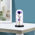 thumbnail image 2 of MasteelfCA 1Pc Simulative Rose LED Lamp Delicate Glass Rose Cover Decoration Desktop Night Light Layout Valentine Day Flower Gift (Goldleaf, Purple, Three Leaf), 2 of 7