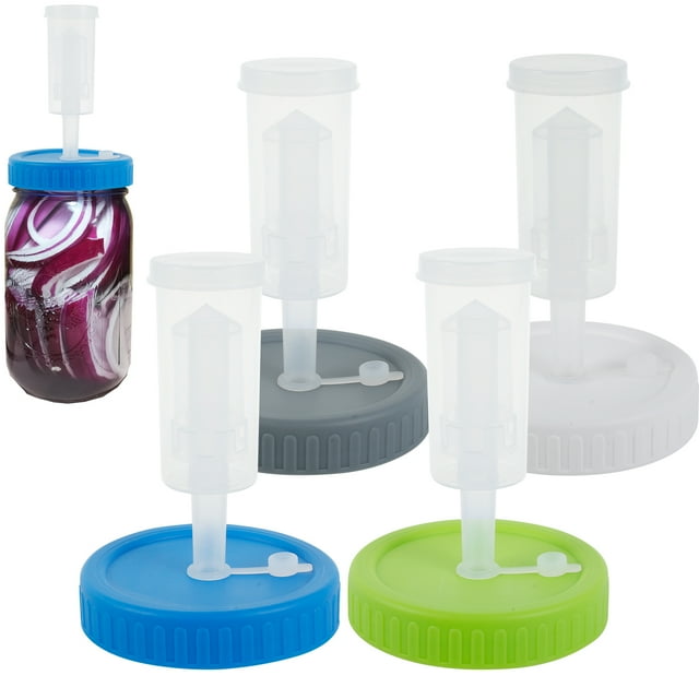 ODOMY 4 Pcs Fermentation Lids - Fermentation Kit for Wide Mouth Mason Jars,Sauerkraut & Pickling Kit,Airlocks for Fermenting Lids,Home Kimchi and Pickle Making Kit