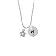 thumbnail image 2 of Delight Jewelry Silvertone AB Crystal Lucky Star Silvertone Script Initial Disc - F - Charm Necklace, 20"+3", 2 of 4