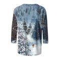 thumbnail image 5 of CHOK Chemises à Manches 3/4 pour Femmes, Col Rond Décontracté, Imprimé, Chandail d'Été Tendance, Blouses Douces et Confortables, Jaune P, 5 of 5