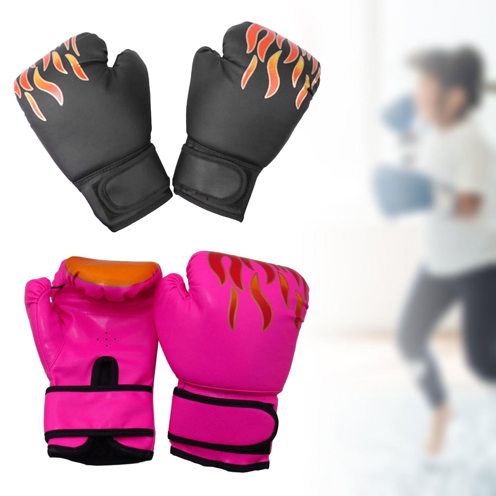 harayaa 2 Pair of Kids Boxing Gloves Punching Gloves Birthday Gift PU Leather Breathable Pink and Black