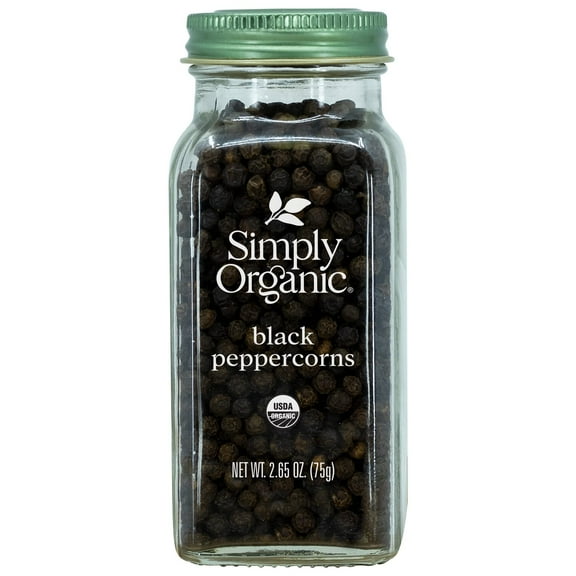 2X - Simply Organic Whole Black Peppercorns, Certified Organic | 2.65 Oz | Piper Nigrum L.