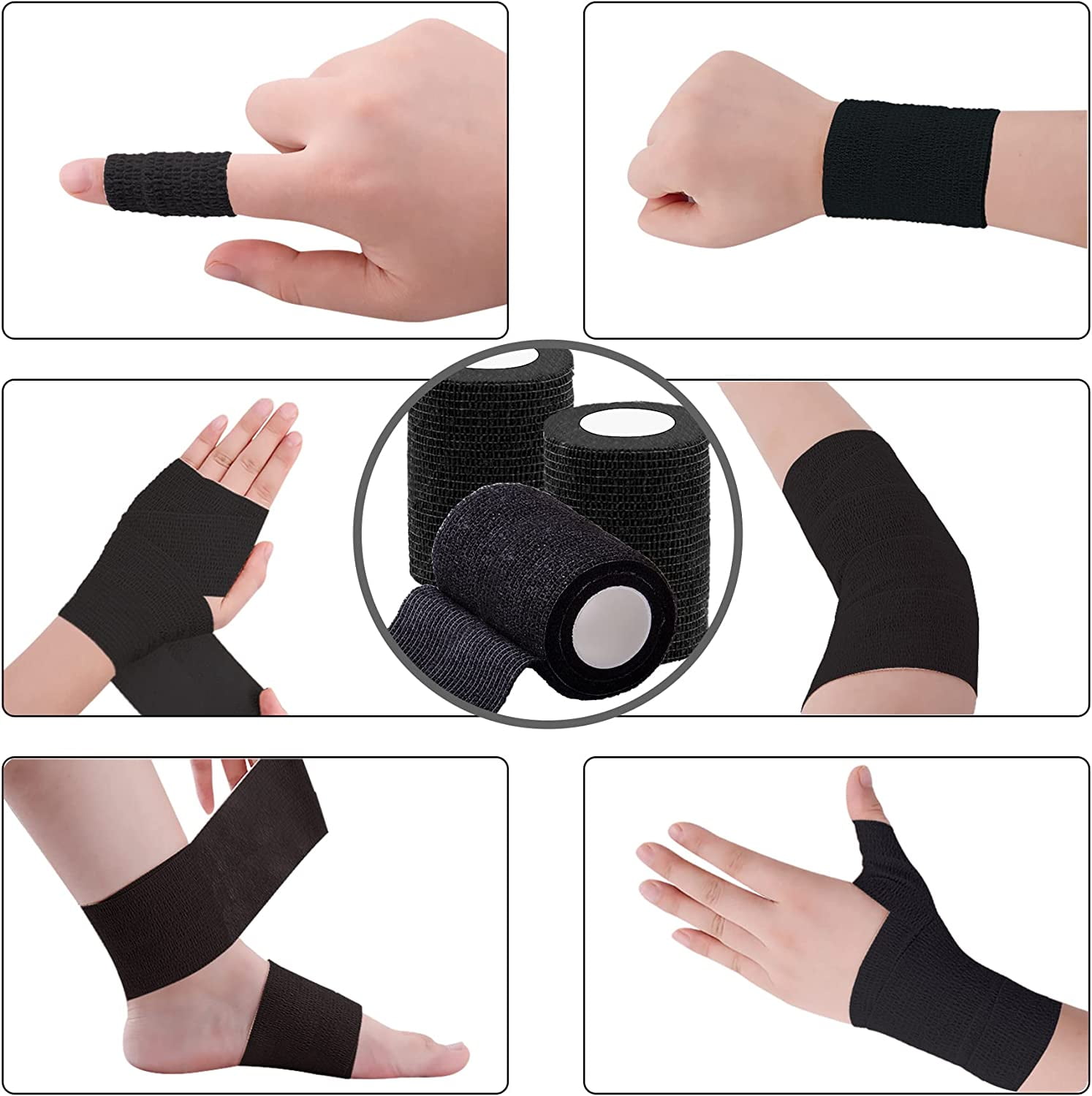 24 Rolls Self Adherent Wrap 4 Inch Self Adhesive Bandages Wrap Stretch Bandage Tape Self Stick Bandage Wraps for Wrist Ankle Swelling Sprains(12 Colors)