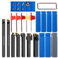 thumbnail image 2 of Herramienta de torneado de torno de 21 piezas Juego de portaherramientas de torneado de carburo profesional Soporte de herramientas de torno de metal resistente con inserciones de torneado de llave pa, 2 of 11