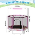thumbnail image 3 of Baxluxe Toddler Trampoline for Kids Ages 3-8, 55in 7-in-1 Upgraded Indoor Trampoline with Net ,500lbs Capacity Safe Trampoline,Inside Pink Mini Trampoline Boys Girls Outdoor Adjustable Height, 3 of 7