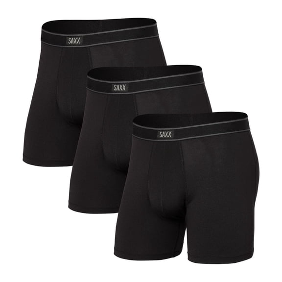 SAXX Underwear Co. Men's Daytripper Comfort Stretch Boxer 3 Pack, Black, Medium