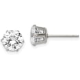 thumbnail image 2 of Chisel Stainless Steel Polished 7mm Round CZ Stud Post Earrings - 8mm, 2 of 7