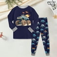 thumbnail image 2 of zaveiop Boys Clothes Set Long Raglan Sleeve T-Shirts + Casual Pants 2Pcs Colorblock Fall Outfits for Kids (Dark Blue, 6-7 Years), 2 of 6