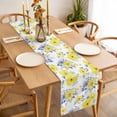 thumbnail image 2 of Yellow Blue Flowers Table Runner Watercolors Spring Floral Abstract Table Runners Dresser Scarves Holiday Kitchen Dining Table Decoration for Home Party Indoor 13x108 Inch, 2 of 9