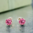 thumbnail image 4 of Gem Stone King 14K Yellow Gold Round Pink Mystic Topaz 4-Prong Women Stud Earrings (2.00 Cttw, 6MM), 4 of 4