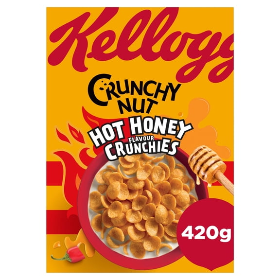 Kellogg's Crunchy Nut Hot Honey Breakfast Cereal 420g, Imported from Britain