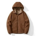 thumbnail image 2 of VSSSJ Fleece Hoodies for Men Heavyweight Full-Zip Warm Sweatshirt Sherpa Lined Hooded Thermal Jacket Thickened Winter Coats with Zipper Pockets Coffee M, 2 of 3