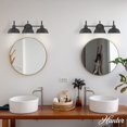 thumbnail image 3 of Hunter - Mill Valley 3-light Matte Black, Medium Size Vanity Light, Dimmable, Traditional Style, Vanity Shaped, for Bedrooms, Dining, Living Rooms - 48230, 3 of 8