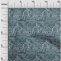 oneOone Cotton Jersey Teal Blue Fabric Geometric African Craft Projects Decor Fabric Printed By The Yard 58 Inch Wide