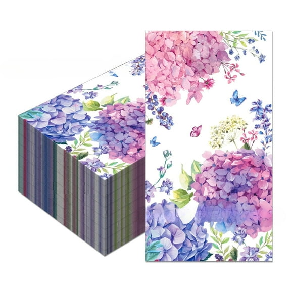 60PCS Napkins Disposable Decorative Hydrangea Flower Paper for Party/Wedding /Bathroom