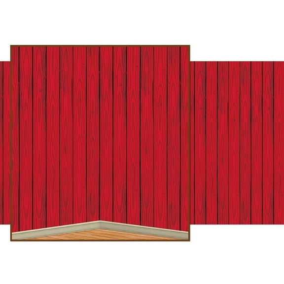 Red Barn Siding Backdrop Party Accessory (1 count) (1/Pkg)
