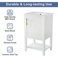 thumbnail image 3 of 20" Small Bathroom Vanity with Sink, Modern Bathroom Cabinet with Storage Door & Open Shelf, Free Standing Bathroom Vanities with Ceramic Sink, White, 3 of 17