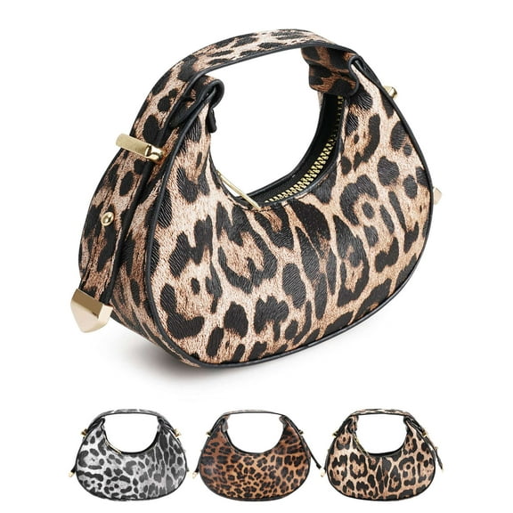 Deago Women's Leopard Print Handbag Cheetah Top Handle Clutch Purses Mini Zip Tote Hobo Bag (Khaki)