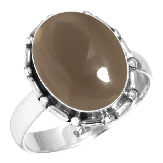 925 Silver Ring For Women - Girls Brown Smoky Topaz Stone Silver Ring Size 7.5 June Birthstone Hand Made Silver Ring Size 7.5 Gift For Women On Thanksgiving 925 Silver Jewelry With Gemstone
