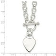 thumbnail image 2 of Diamond2Deal 925 Sterling Silver Engraveable Heart Disc on Fancy Link Toggle Necklace for Women 18", 2 of 4