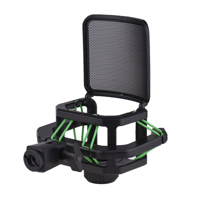 Microphone Shock Mount -vibration Mic Holder Stand with Metal Pop Filter Universal Screw Adapter for Diameter 23.5mm-24.5mm