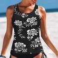 thumbnail image 2 of Hauts de Tankini Modestes pour Femmes Haut de Maillot de Bain Seulement Haut de Maillot à Col Licou à Col Ras du Cou Graphique Hauts de Maillot de Bain Dos Découpé Hauts de Maillots de Bain, 2 of 4