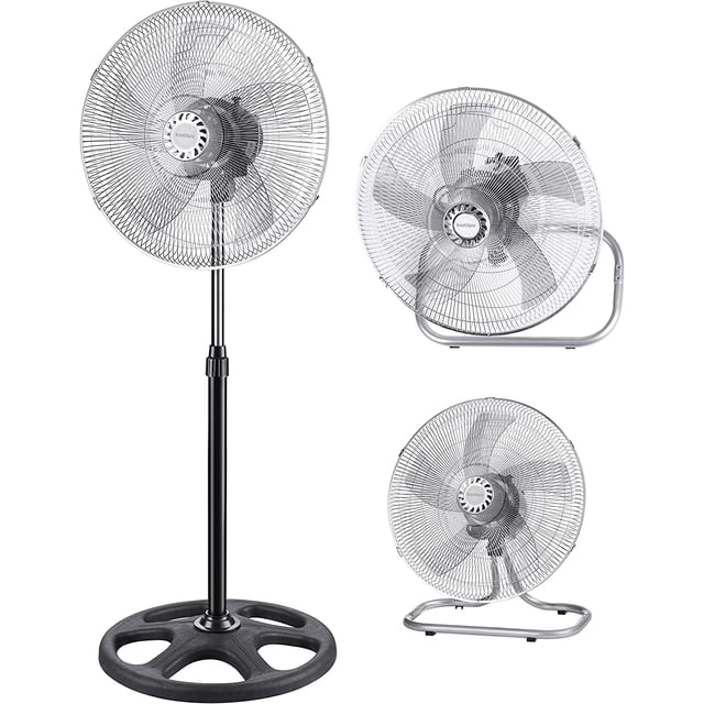 Ventilador 3 En 1 Negro Con 3 Aspas Metal 18¨ De Diámetro Shop Mall VENTI-3EN1