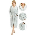 thumbnail image 2 of HEARTNICE Womens Hooded Fleece Robe, Plush Bathrobe Soft Warm Long Robes,(Light Grey,L-XL), 2 of 5
