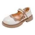 thumbnail image 6 of Dakaela Girls School Mary Janes Uniform Dress Shoes Bow Ankle Strap Chunky Loafers Little Big Kid Wedding Party Leather Oxfords Beige Size 6.5, 6 of 8