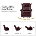 thumbnail image 2 of Power Genuine Leather Recliner Chairs Set of 2 Nailhead Trim Swivel Rocking Power Lounges Apartment Burgundy, 2 of 8