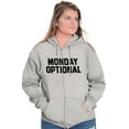 thumbnail image 4 of Monday Optional Work Week Weekend Unisex Fleece Graphic Zip Up Hoodie Brisco Brands 5X, 4 of 5