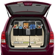Lebogner 4 Pocket Backseat/Trunk Organizer Auto Interior, Trunk Organizer, Backseat Organizer with Lids, Car Organizer, Multipurpose Cargo Accessories Organizer, Back Seat Storage Organizer