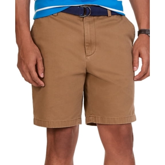 Nautica NEW Oyster Brown Mens Size 34 Flat Front Deck Chino Shorts