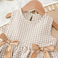 thumbnail image 6 of CAICJ98 Toddler Girl Cotton Linen Dress Sleeveless Ruffle Summer Dress Kids Gingham Plaid Dresses Casual Clothes (4-5 Years,Khaki), 6 of 9