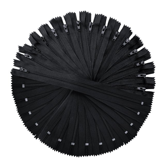 Cremalleras de nailon KGS para manualidades de costura | Tamaño: 15 pulgadas | Color: Negro | 20 piezas por paquete | Cremalleras de nailon n.º 3 de un solo color para hacer bolsas, fundas de almohada