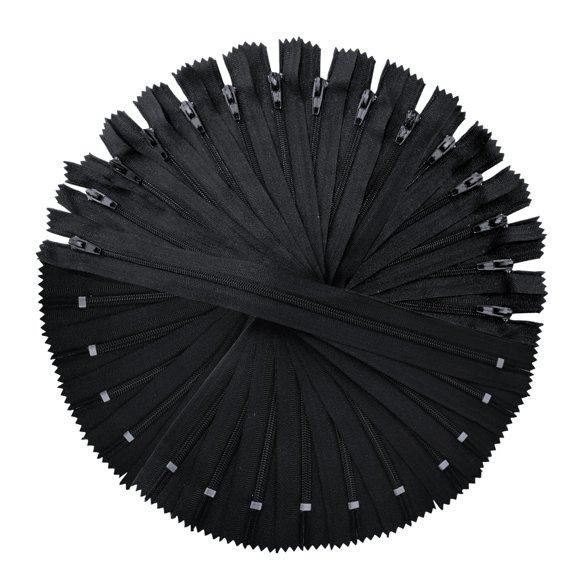 Cremalleras de nailon KGS para manualidades de costura | Tamaño: 15 pulgadas | Color: Negro | 20 piezas por paquete | Cremalleras de nailon n.º 3 de un solo color para hacer bolsas, fundas de almohada